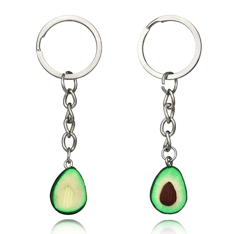 Jewelry Set Valentines Keychain Green Avocado Necklace Long chain Earring