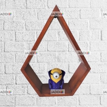 JADDI Rak Kayu Ambalan Diamond Hiasan Dinding Wooden Shelf Segi Lima segilima gantung