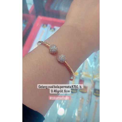 gelang oval emas asli bola permata k750/d.6