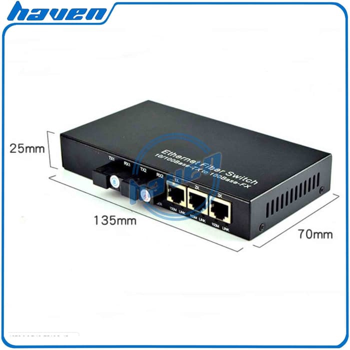 Media Converter 2 FO 3 LAN / Switch Fiber Optic 2 Port SC 100