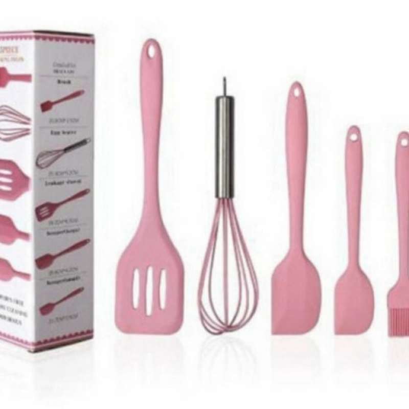 Baking Props 5 Pcs Kocokan Telur Spatula Kuas Kue Silikon