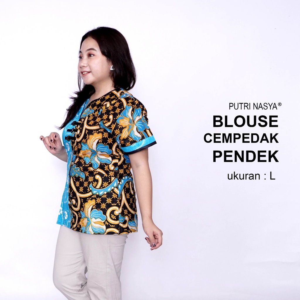 Atasan Batik Big Size Blouse Wanita Jumbo Seragam Batik S-M-L-XL-2L-3L-4L-5L-6L-7L Blus Model Big Kantor Seragam Batik / Atasan Kerja Wanita Modern Bahan Formal Katun / Pakaian Batik Kekinian Jumbo LD 140 Terkini Trendy Terbaru