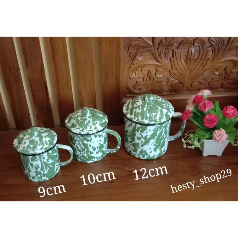 Mug Jadul Antik / Mug Enamel Motif Blirik 9cm,10cm,12cm