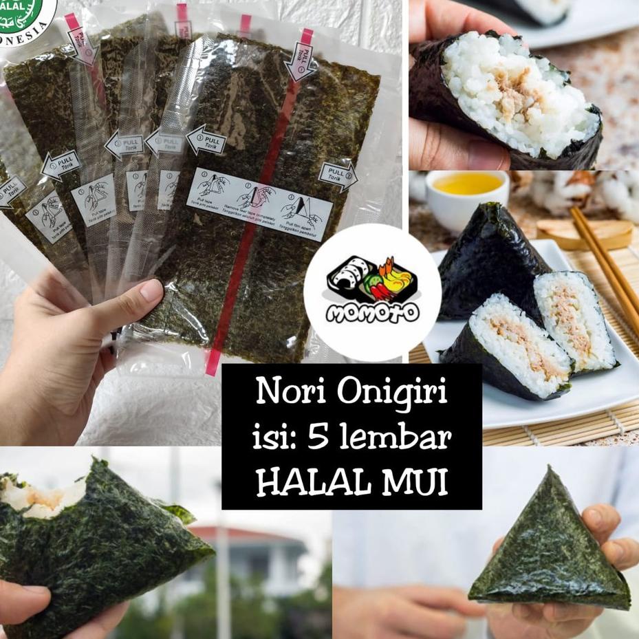 

[PRODUK JQK] Nori Onigiri Wrapper Halal MUI 5 lembar / Rumput Laut Import untuk Nasi Kepal Triangle Sushi Nori QC0
