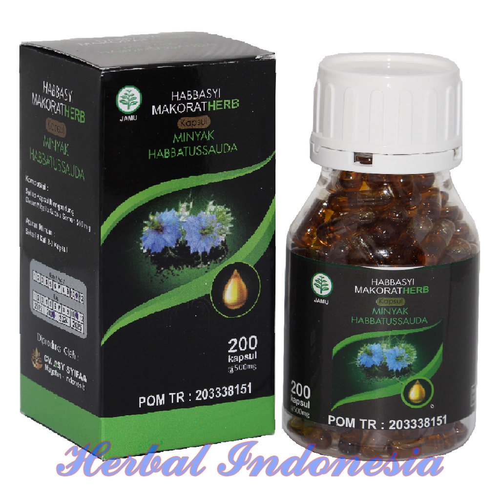 Habbasyi Makorat Herb Isi 200 kapsul | Kapsul Minyak Habbatussauda Plus Jinten Hitam