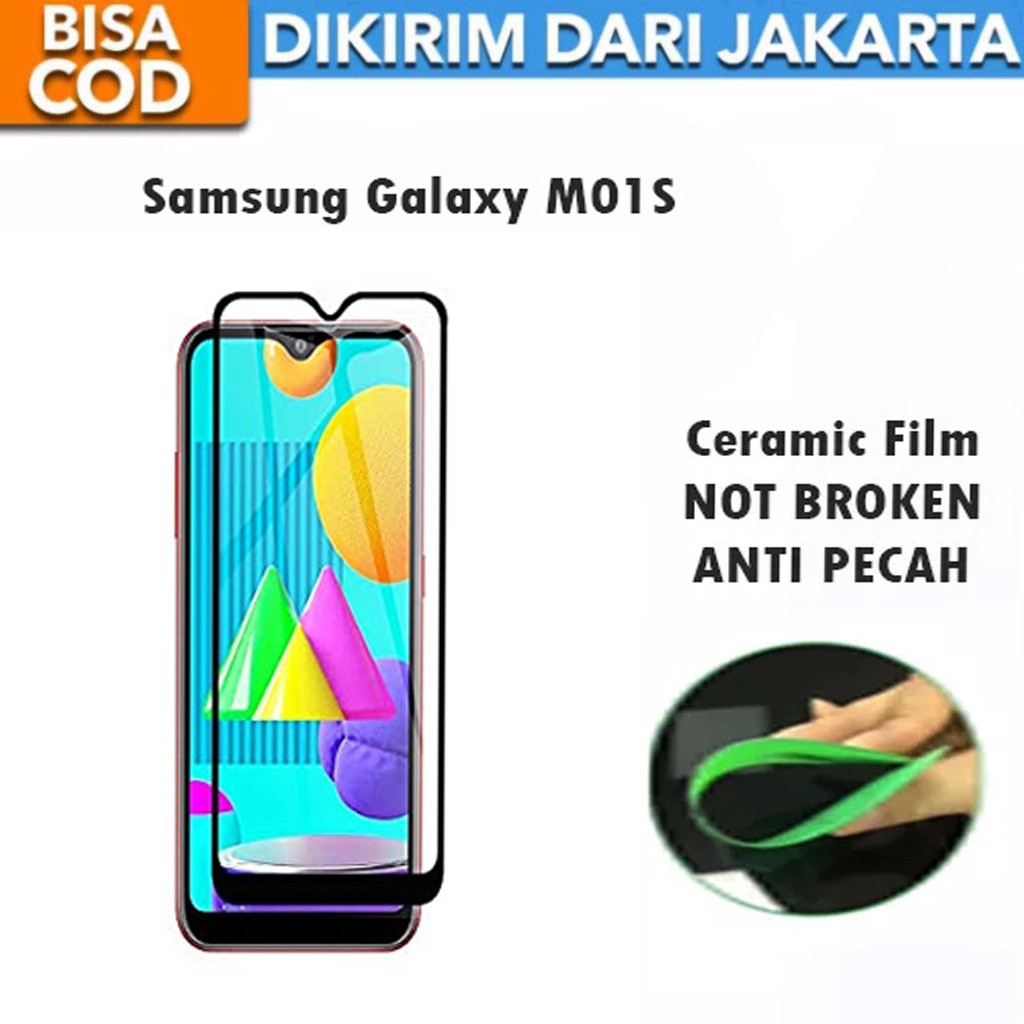 Tempered Glass Samsung Galaxy M01S Full Cover / Full Screen Ceramic Film Anti Gores