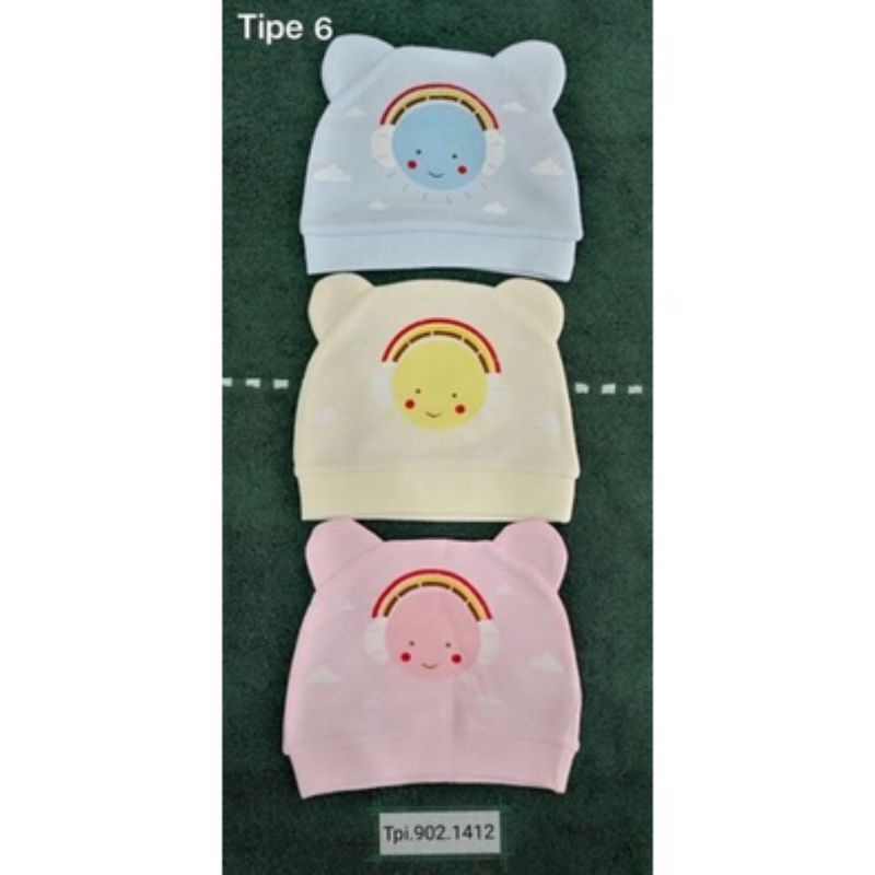 Topi kupluk bayi bahan kain katun new born lucu halus 0-4 bulan