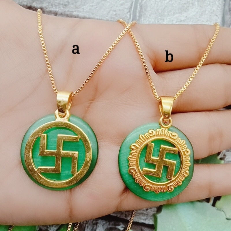 Kalung swastika lapis mas mata giok mulia