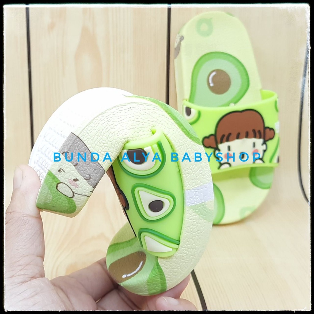 Sandal Anak Perempuan IMPORT Umur 2 - 7 Tahun Motif Kartun HIJAU Elastis - Sendal Anak Cewek Elastis Anti Licin Size 24 - 35