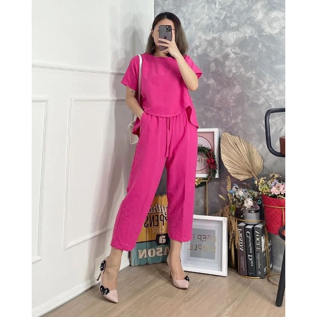 baju wanita / set wanita / baju set cewek / set linen / baju import / baju kasual