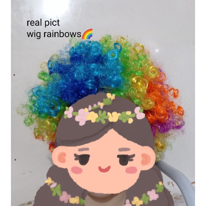 Wig Badut|Rambut Badut|Wig Pelangi|Wig Kribo|Wig Rainbow