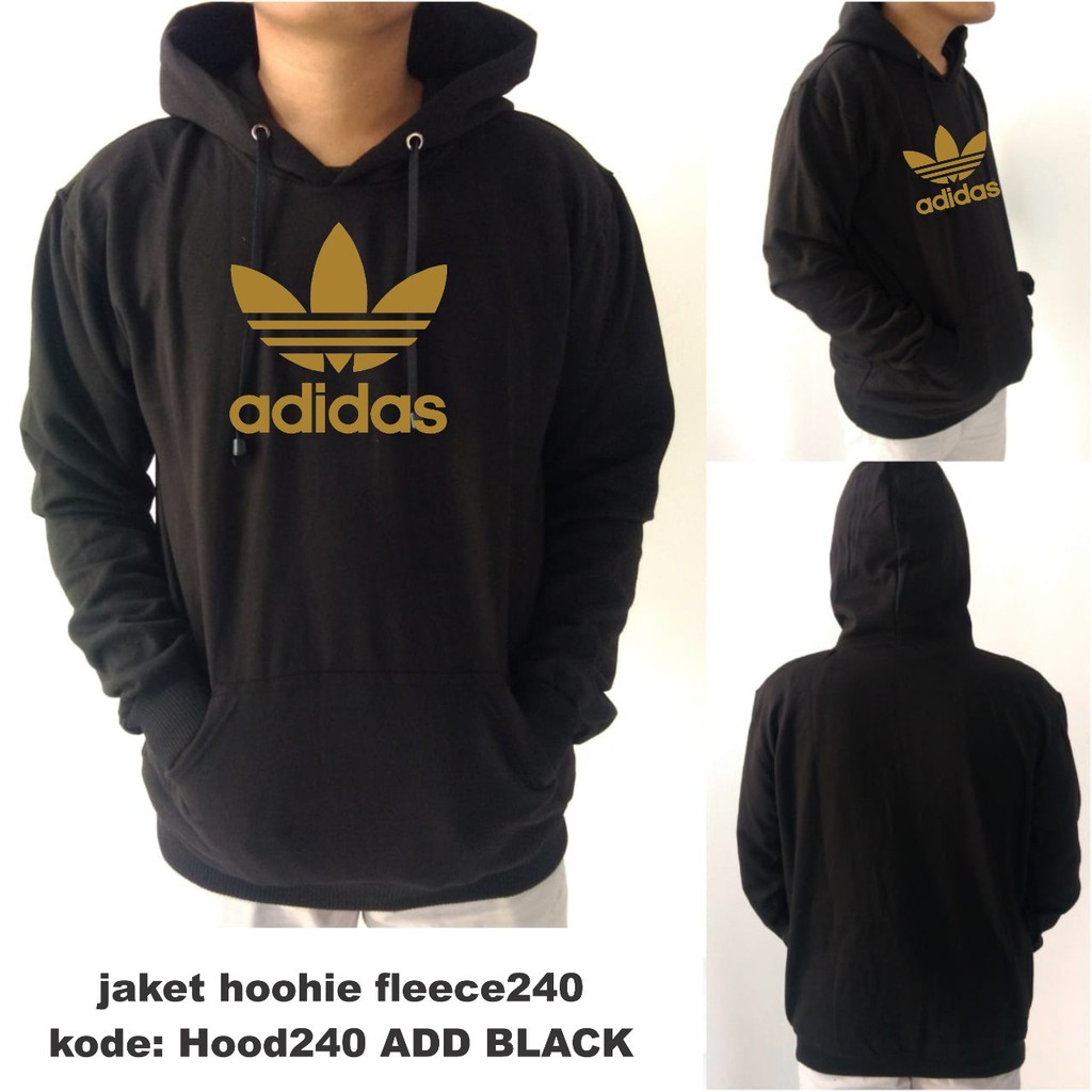 Ori  Jaket Hoodie Fleece Pria Wanita Adidas Bunga Hood240 ADD Black