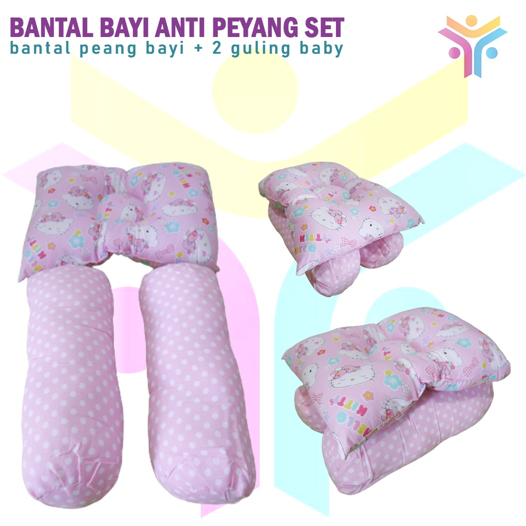 23 || BANTAL BAYI ANTI PEYANG SET bantal peang bayi + 2 guling baby / kado lahiran terbaik BABY GIFT SET