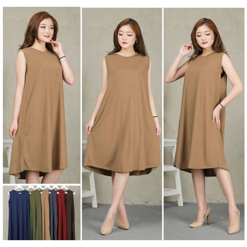 INNER DRESS / DALAMAN TANPA LENGAN/ SUPER JUMBO JERSEY KOREA