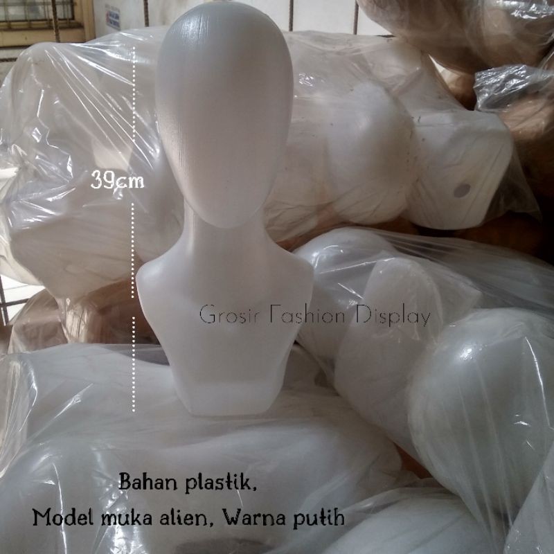 Patung Kepala Plastik Alien Tanpa Muka / Manekin Kepala Dewasa Putih / Patung Jilbab Kerudung (BH)