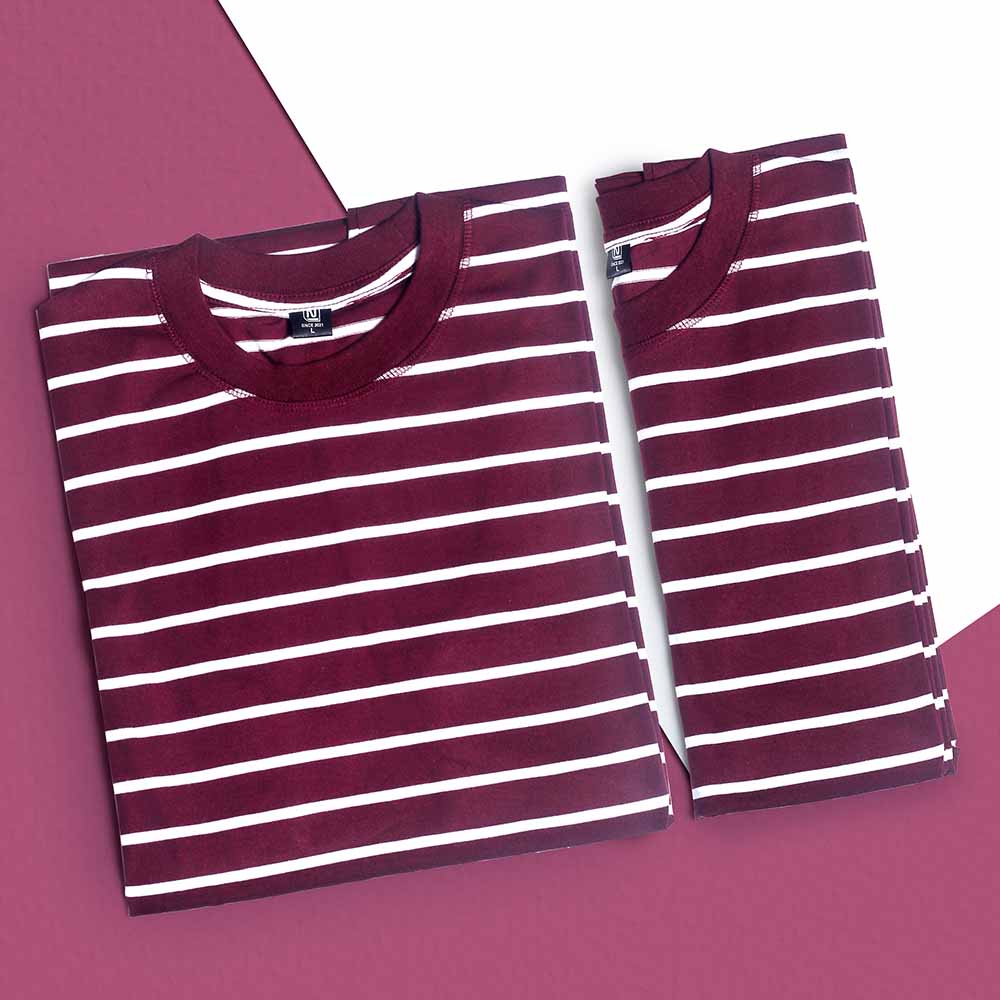 Kaos Salur Pria Dewasa Katun Combed 30S Lengan Pendek Baju Blaster Distro Oblong Stripe Motif Garis-garis Tanpa Kerah M L XL Vertikal Horizontal