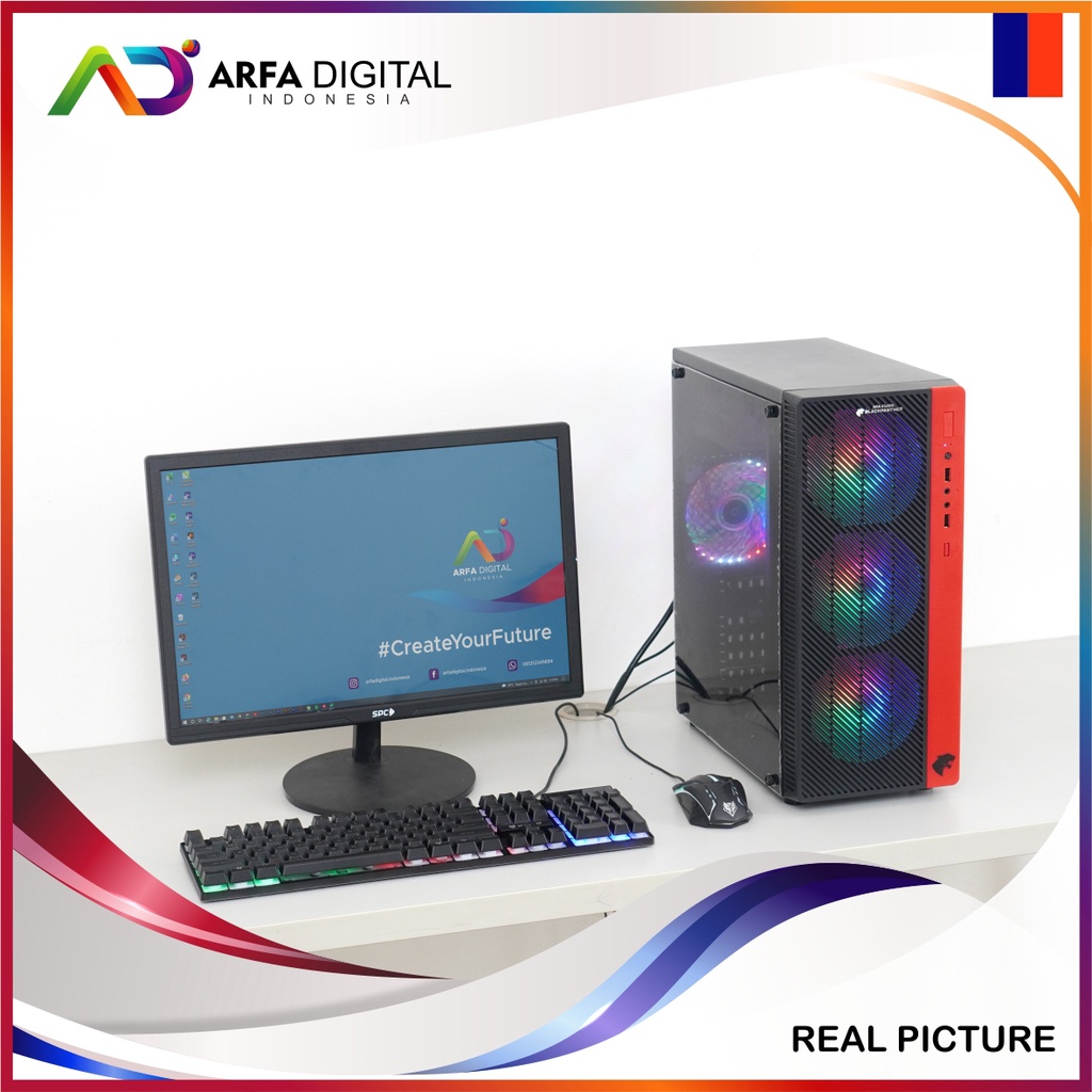 PC Rakitan Gaming Fullset Murah Siap Pakai Intel Core I7 3770 Ram 16GB HDD 500GB VGA 4GB DDR5 LED 24 Inch | CR02