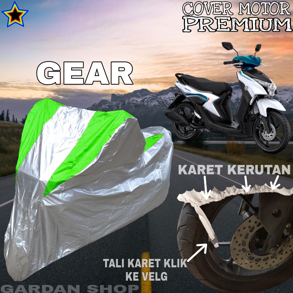 Sarung Motor GEAR Silver HIJAU Body Cover Penutup Pelindung Motor Gear PREMIUM