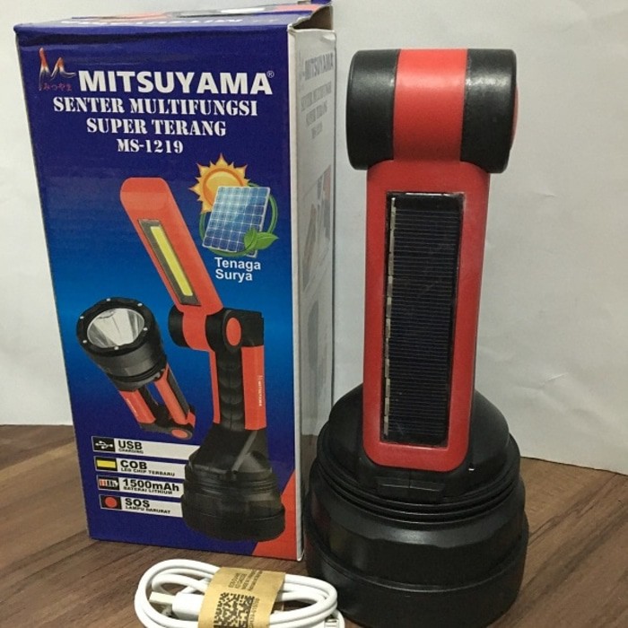 Senter 3W Multifungsi Super Terang MS1219 Mitsuyama COB 10W Lampu SOS