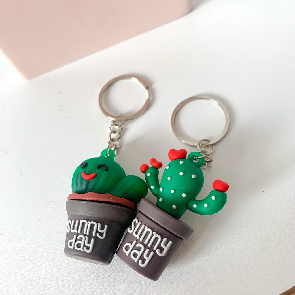 GANTUNGAN KUNCI KAKTUS SUNNY DAY SOUVENIR IMUT BENTUK CACTUS TERMURAH KUALITAS IMPORT PREMIUM READY GROSIR &amp; COD