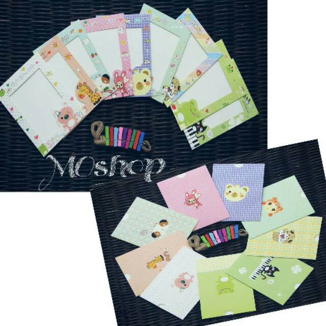 Foto gantung 4r/3r isi 9 frame+ tali+9 jepitan kayu