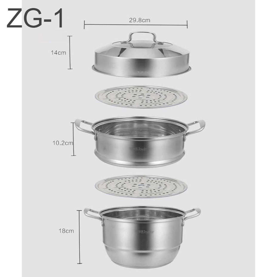 PROMO ZG-3/4 Panci Pengukus Diameter 28cm Dandang Stainless Streamer Frying Deep Pot 2 Tingkat Tutup Kaca Panci Rebus Laris_unik