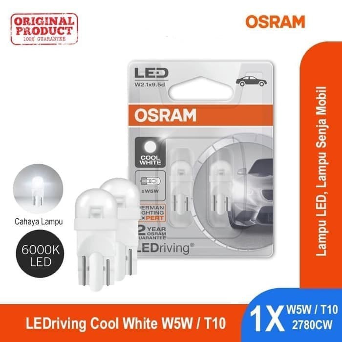 Osram LED T10 W5W Putih Lampu Senja, Kota, Plat Nomor, Plafon, Kabin