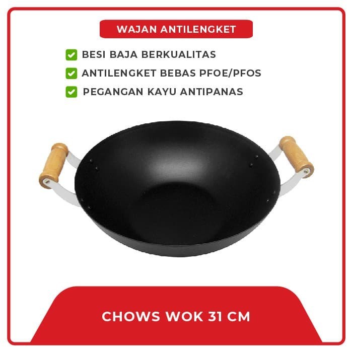 MASPION Wajan Chows Wok 31 Cm Double Handle - Wajan Antilengket