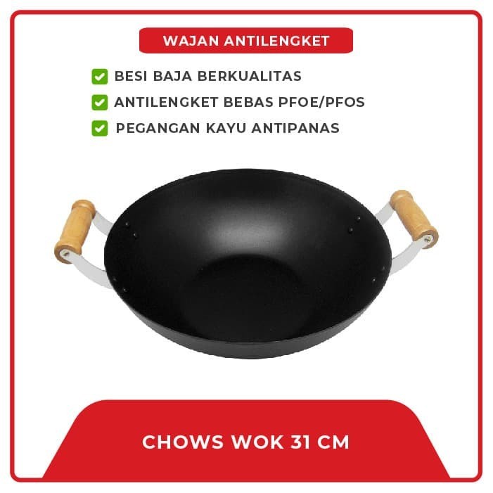 MASPION  Wajan Kiku Wok 33 Cm - Wajan Antilengket Ekonomis