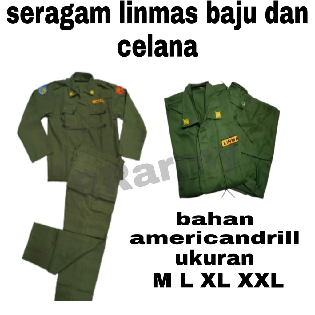 COD Grosir Seragam Linmas Setelan Kemeja Celana Linmas Baju Linmas Bahan American DRILL Berkualitas