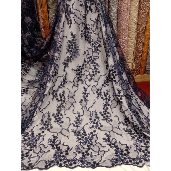 tulle payet 3D bungga kecil full payet