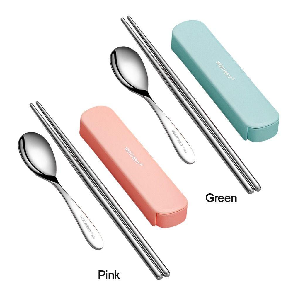 Solighter Set Peralatan Makan Sendokgarpusumpit Portable Dapat Dilepas