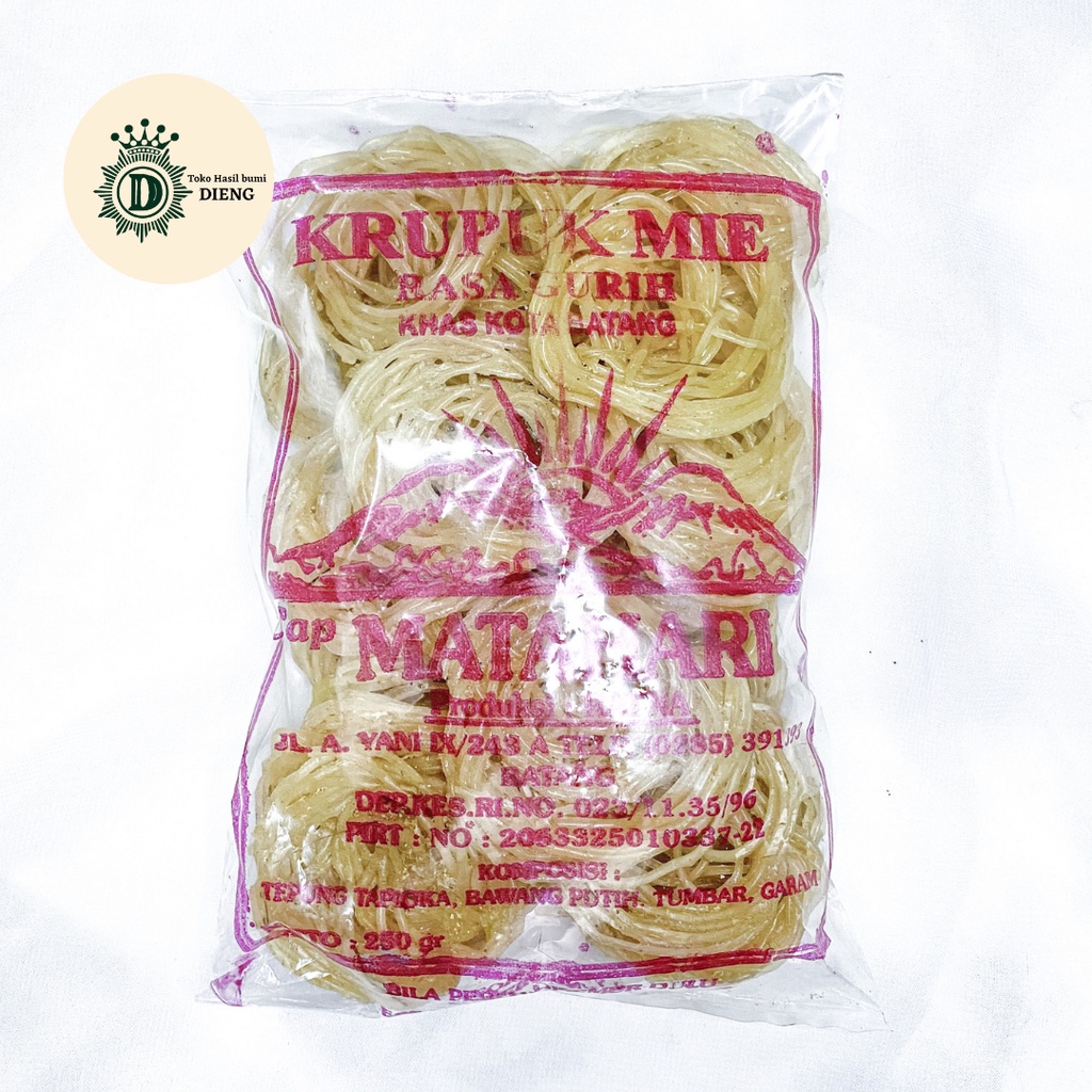 

KERUPUK MIE PUTIH MATAHARI 250GR GURIH KRUPUK