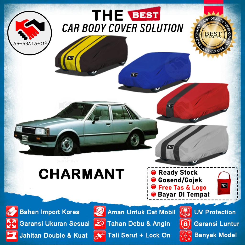 Sahabat Body Cover Mobil Charmant / Sarung Penutup Daihatsu Charmant Outdoor 1974 1975 1976 1977 1978 1979 1980 1981 1982 1983 1984 1985 1986 1987 / Selimut Tutup Mantel Kerudung Jas Pelindung Mantol Mobil Sedan Charmant Waterproof Anti Air Model Biru