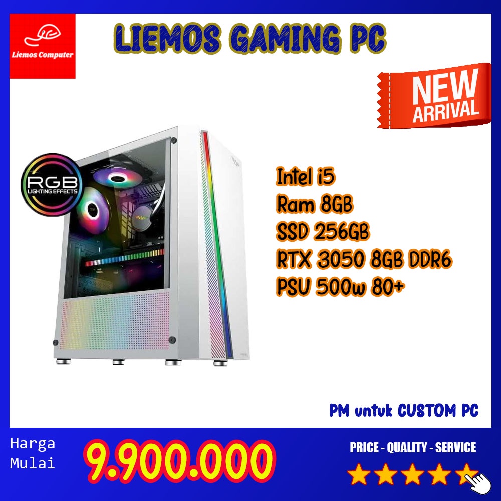 Liemos Gaming PC Komputer Intel i5 RTX 3050 8GB DDR6 Gaming Editing Rendering