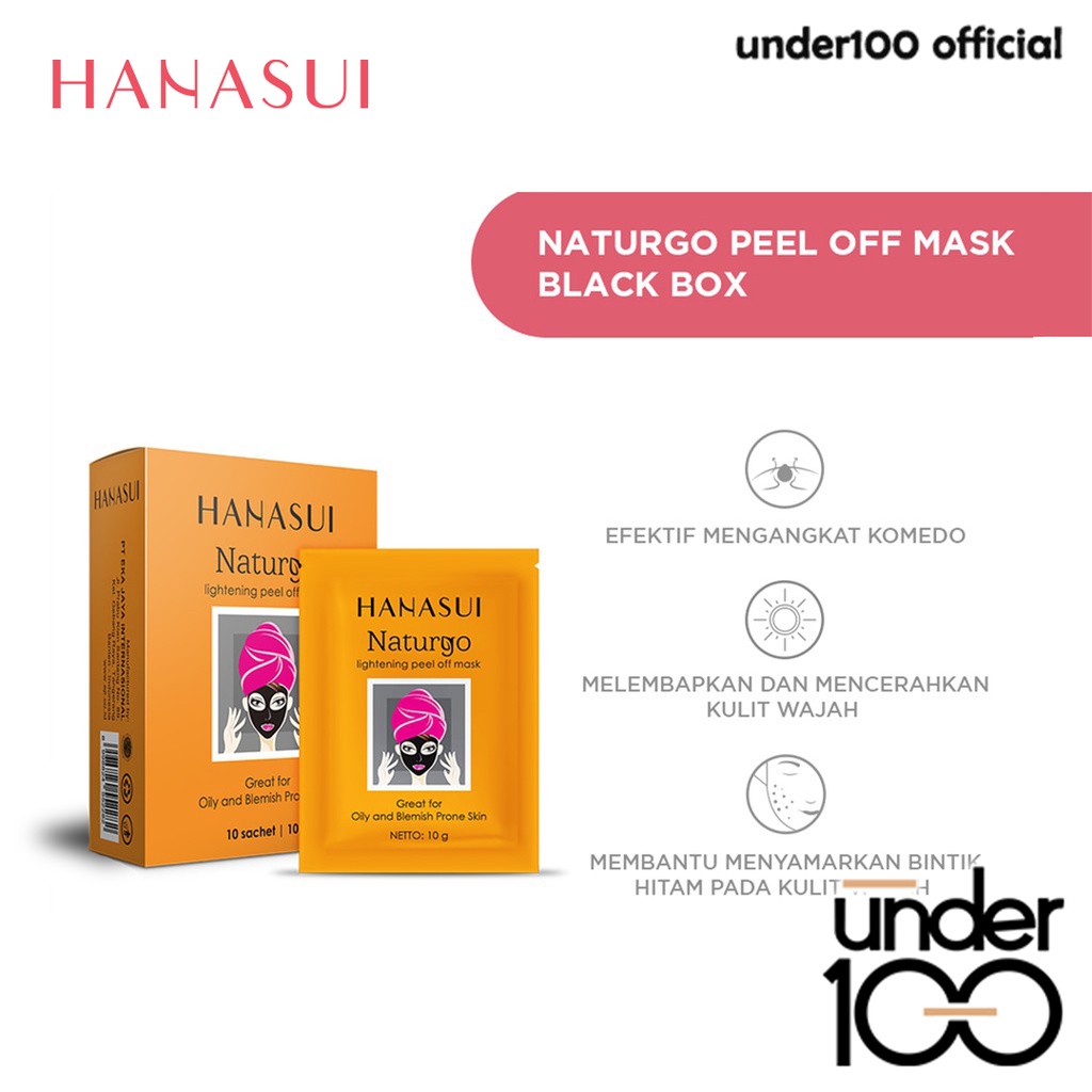 ❤ UNDER100 ❤ Hanasui Naturgo Peel Off Masker Hitam Komedo | GOLD Anti Aging | Mineral Mud Mask BPOM