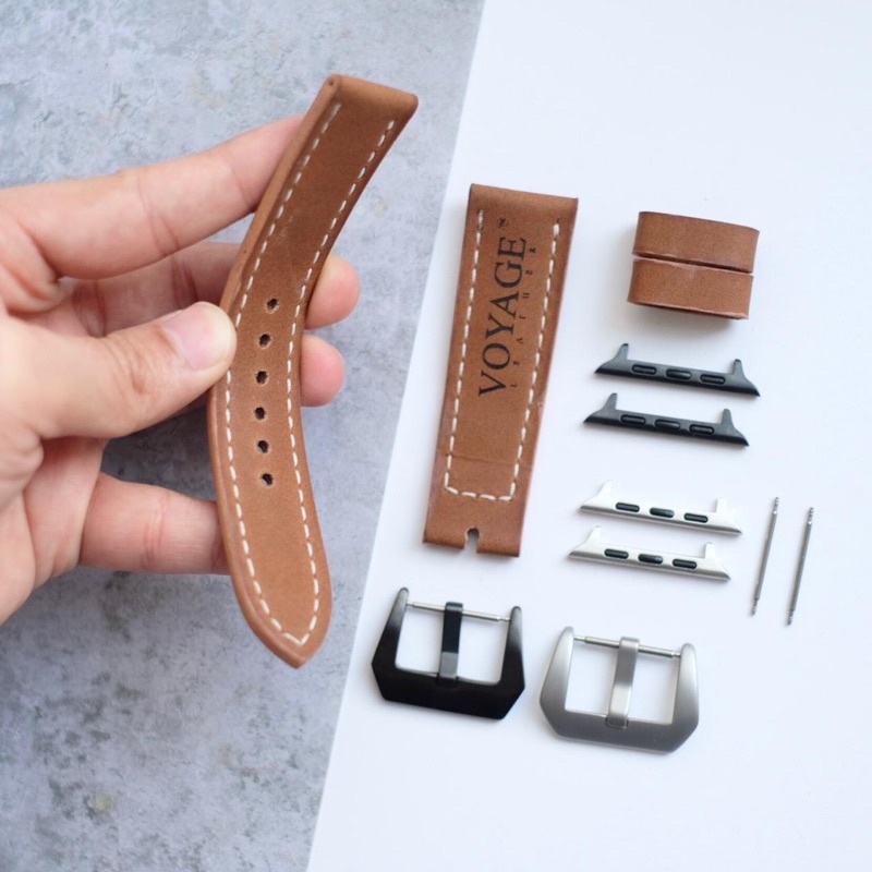 [KULIT SAPI ASLI] TALI JAM TANGAN leather voyage strap s3 22mm apple watch iwatch 4 5 iwo 44mm 40mm