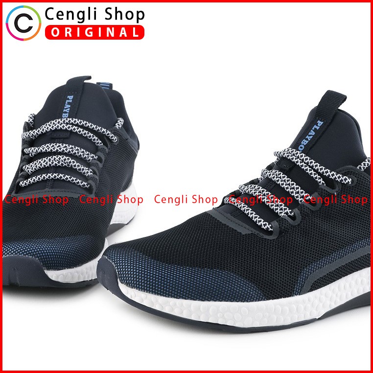 PLAYBOY SEPATU SNEAKER CASUAL PRIA ORIGINAL TERBARU BIRU NAVY PL15