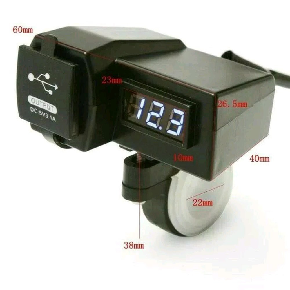 Charger HP Dual USB with Layar LED Voltmeter Outdoor Waterproof Casan