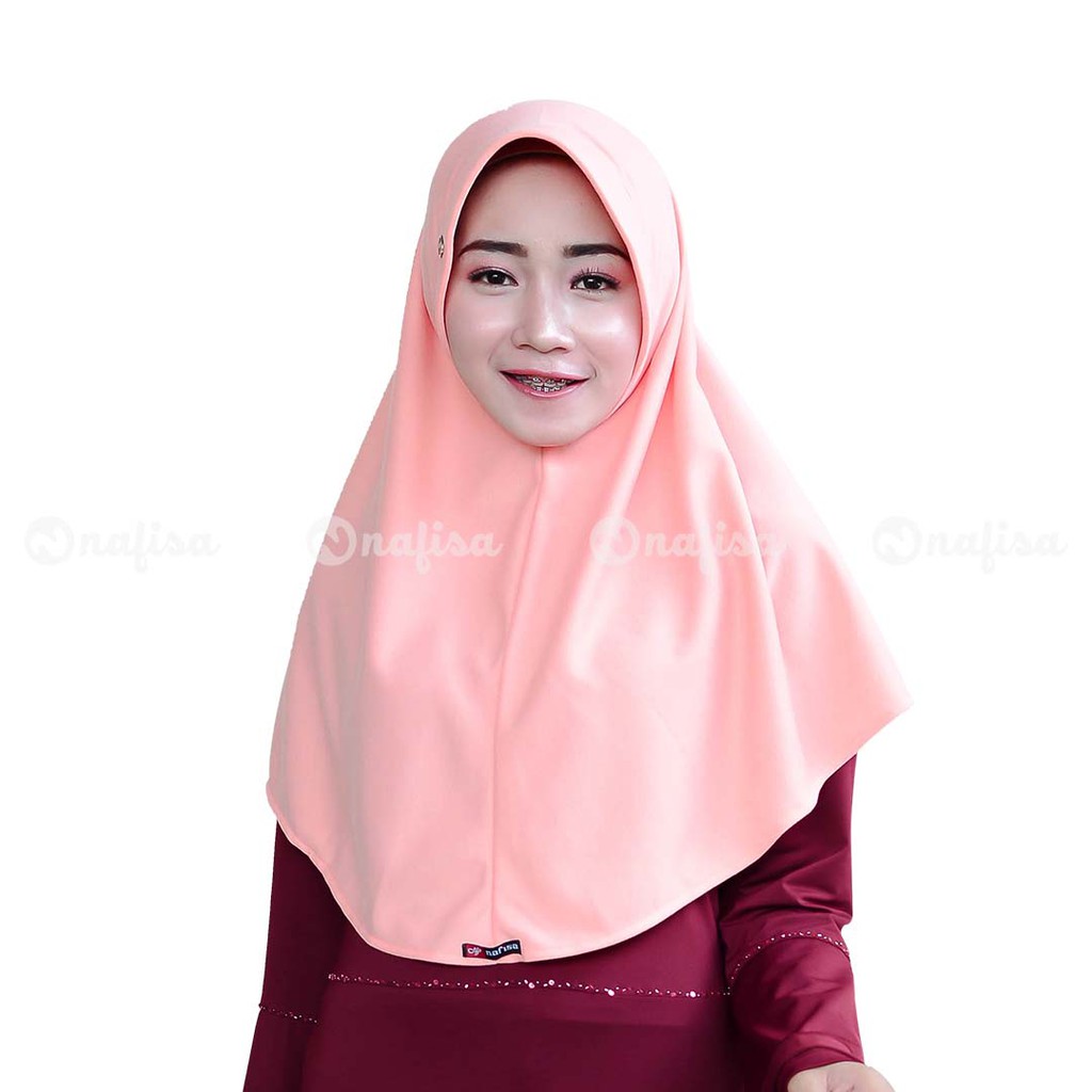 Jilbab Tali AT HOME JUMBO | Hijab Instan Kaos Non PAD Kerudung Instan Tali Tanpa Bergo-Peach