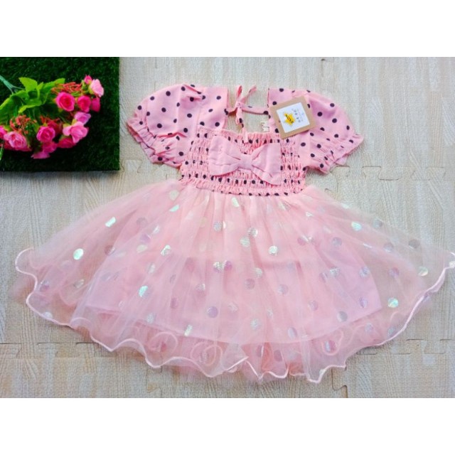 [0-5th] DRESS TUTU ANAK GAUN PESTA SMOKE IMPORT / DRESS SMOKE TILE ANAK IMUT MOTIF POLKADOT DRESS TUTU ANAK IMPORT PREMIUM KERUT SMOKE SABRINA / DRESS PESTA ANAK SABRINA TUTU