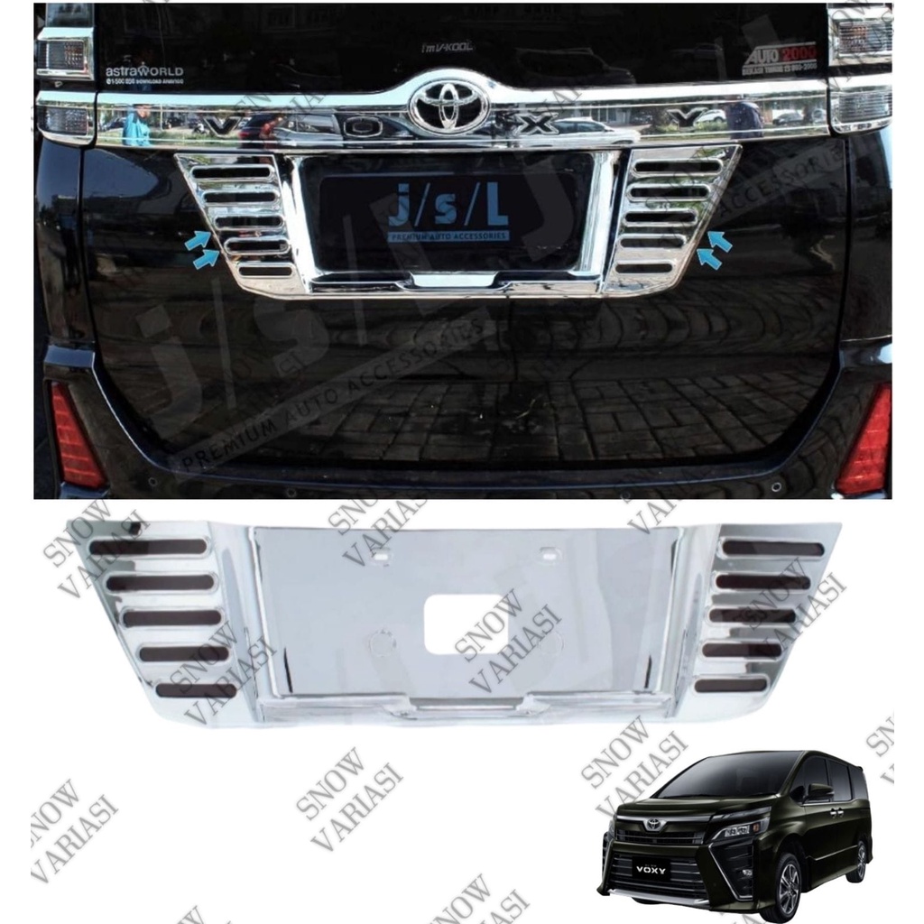 List Plat Toyota Voxy 2017 2022 License Ornament Chrome JSL