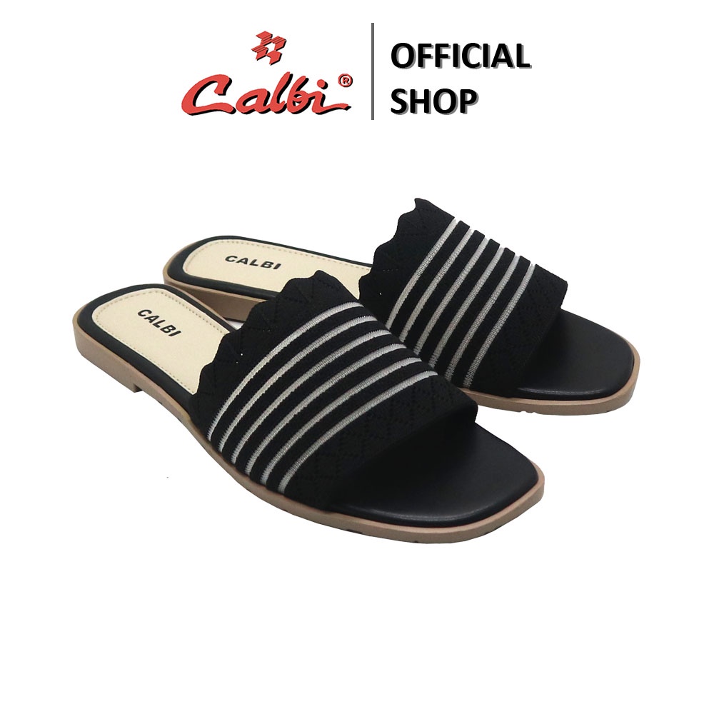 [Hitam size 39 Only] CALBI HSE 1920 Sandal Teplek Wanita Motif Rajut Santai Korea
