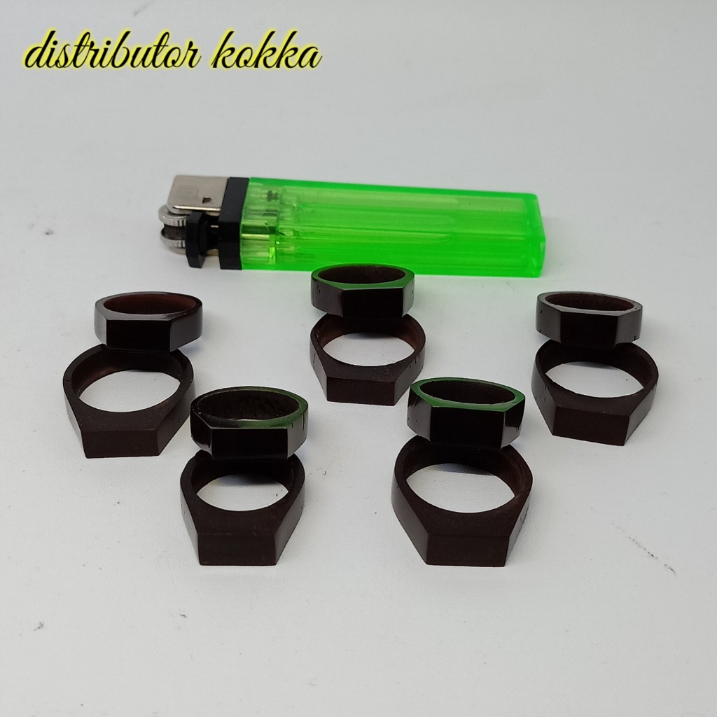 ( SUPER MURAH ) Paket hemat 10 pcs cincin kokka kaukah plat polos tipis hitam