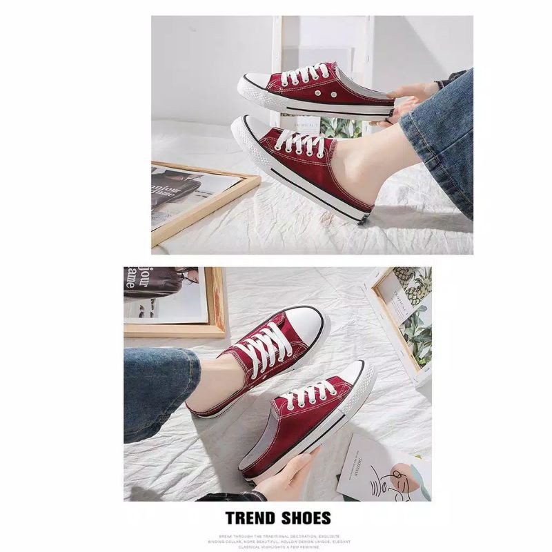 Sepatu Slop BUSTONG Warna Merah Maroon | Sepatu Pria Wanita