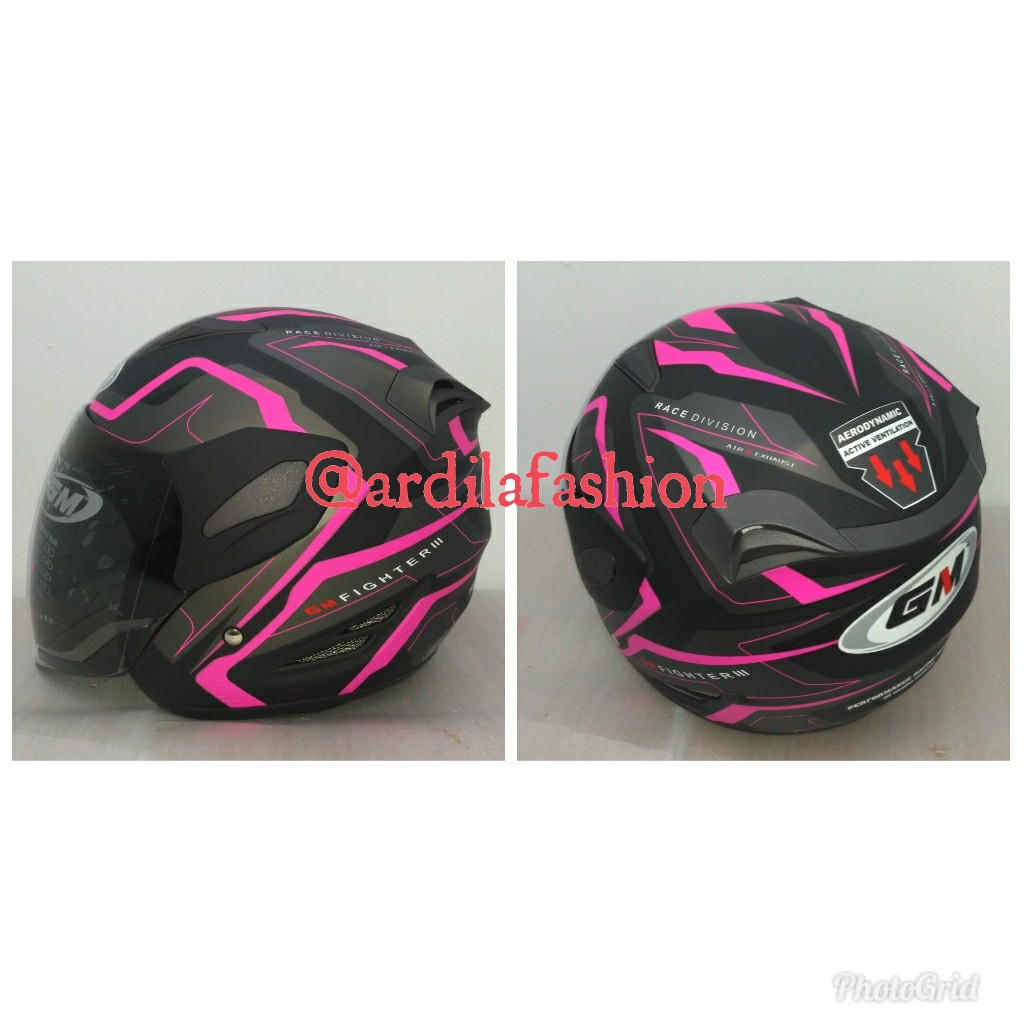 Helm Gm fighter gv2 bk pink doff/single visor