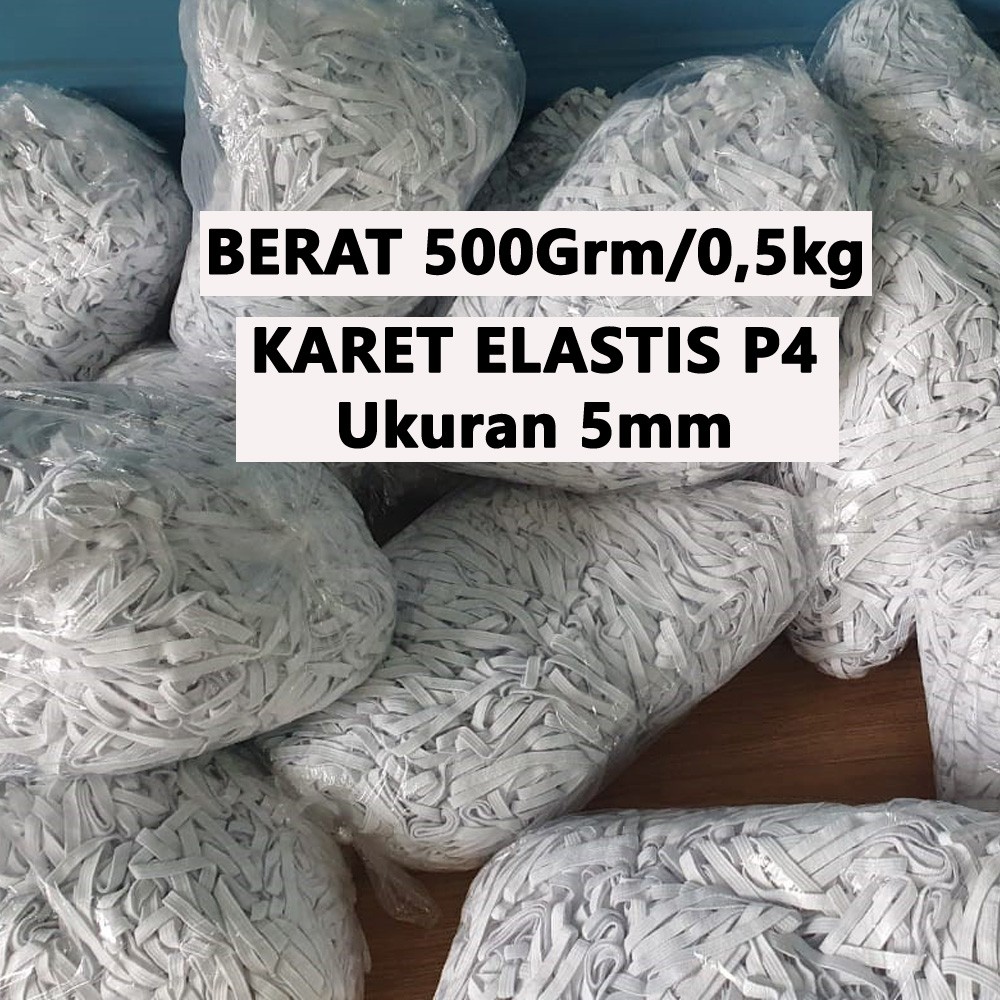 KARET ELASTIS UKURAN P4 1 cm BERAT 500GRAM cocok  BAHAN Buat MASKER