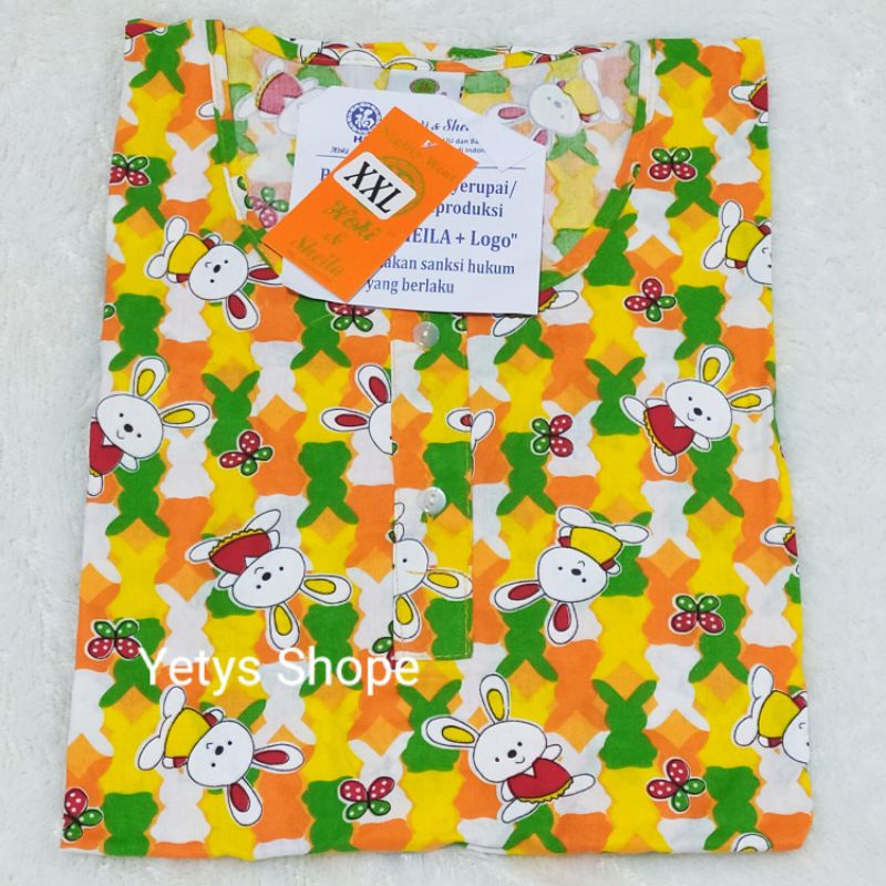 Hoki&Sheila Jumbo LD120 C3/4 Baju Tidur Piyama Fit XXL [Part 1]-RabbitKupu OrenHijau