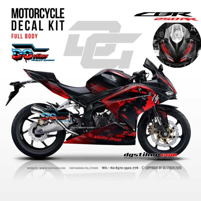 Decal Sticker CBR250RR Hitam Samurai Warrior DG Stiker