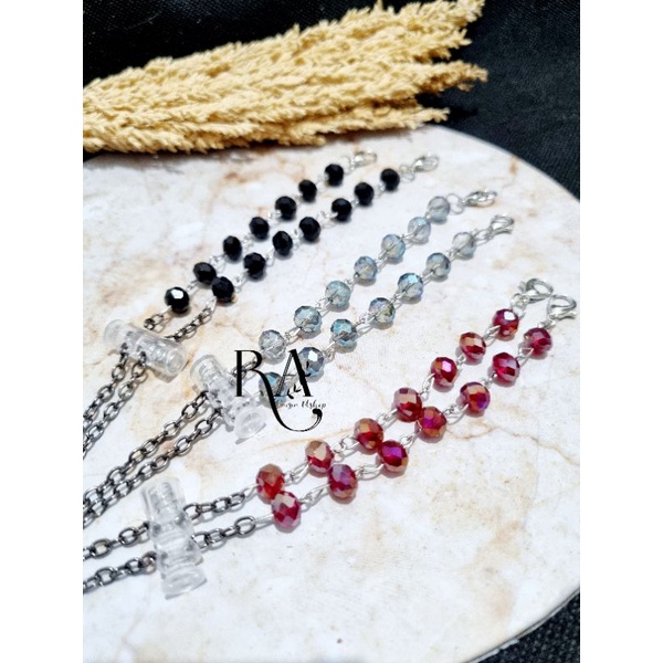 Kalung Masker 2in 1 Strap Masker Rantai Crystal elegan